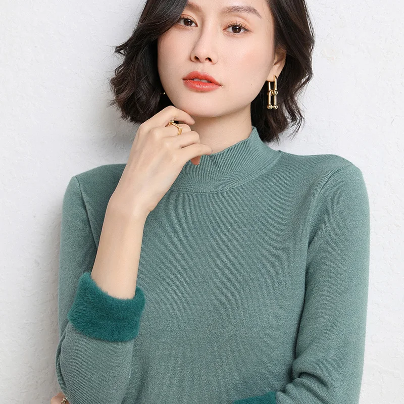 2024 Autumn Winter Integrated velvet Cashmere sweater Women Solid thickening Cashmere Sweater Casual Cashmere Sweater Women