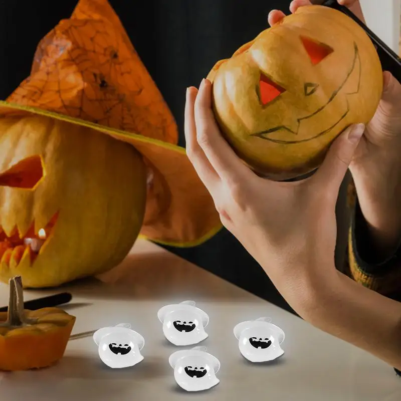 Tiny Pumpkin Decor Lighted Devil Resin Figurines Small Halloween Cute Pumpkin Desktop Decoration For Children Bedside Table