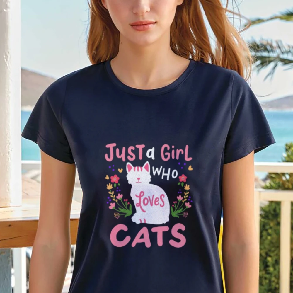 Just A Girl Who Loves Cats Shirt Cat Mom Shirt Girl And Cat Shirt Cat Shirt For Pet Lover Shirt Pet Graphic Tees Cute Cat Shirt