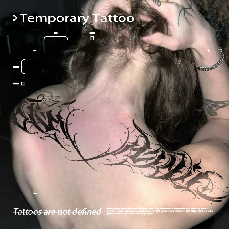 

Временная татуировка с американским готическим текстом и растительными мотивами, водонепроницаемая, для мужчин и женщин, подарок для вечеринки, стиль Y2K