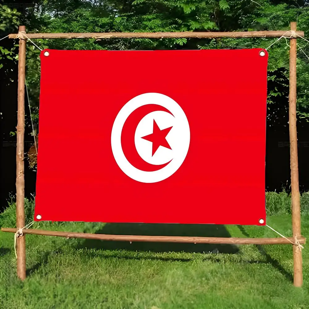 Flag of T_Tunisia Flags Borderless four-ring ornament indoor outdoor decoration effortless to hang