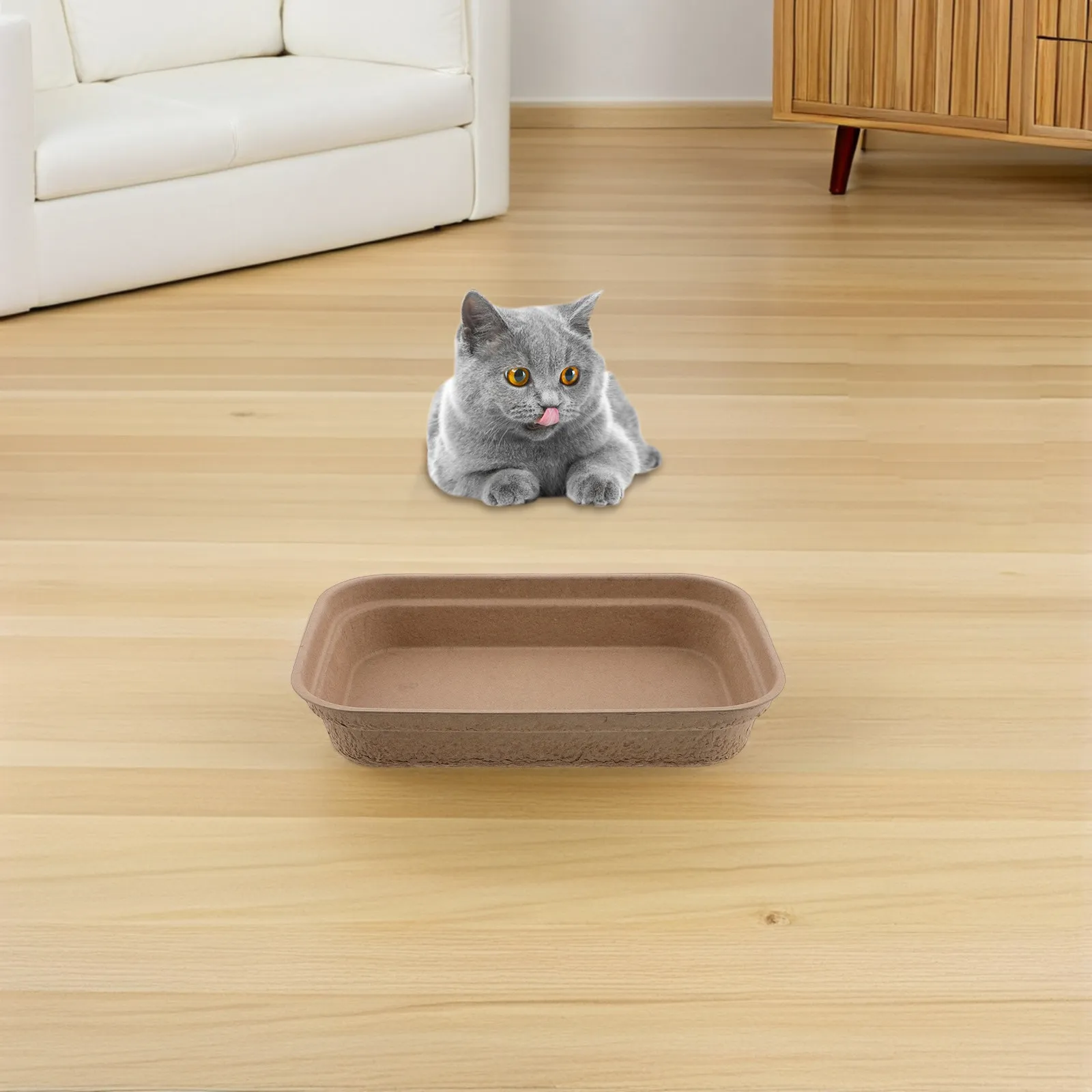 2Pcs Large Pulp Cat Litter Box Splash Guard Open Easy Clean Litter Enclosure Portable Travel Kit for Home and Senior Cats