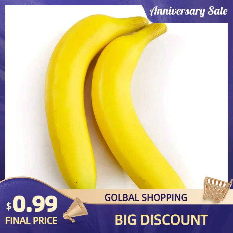 2pcs 20cm Artificial Fruit Simulation Bananas Decorative Plastic Fake Fruit Realistic Display Photo Prop Party Home Decoration