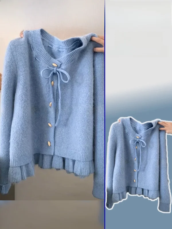 

plus Size Korean Sle Casual Soft Knitted Open Cardigan Women's Fattening Spring Autumn New round Ne Meat Covering Slimmin...