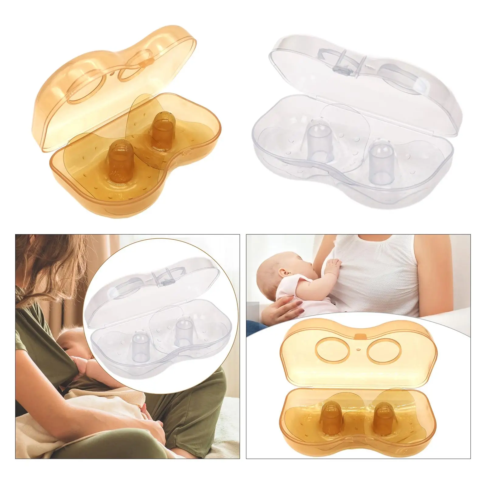 2x Silicone Nipple Shields Reusable Portable Milk Saver Anti Overflow Milk Collection Shell for Breastfeeding Difficulties Baby