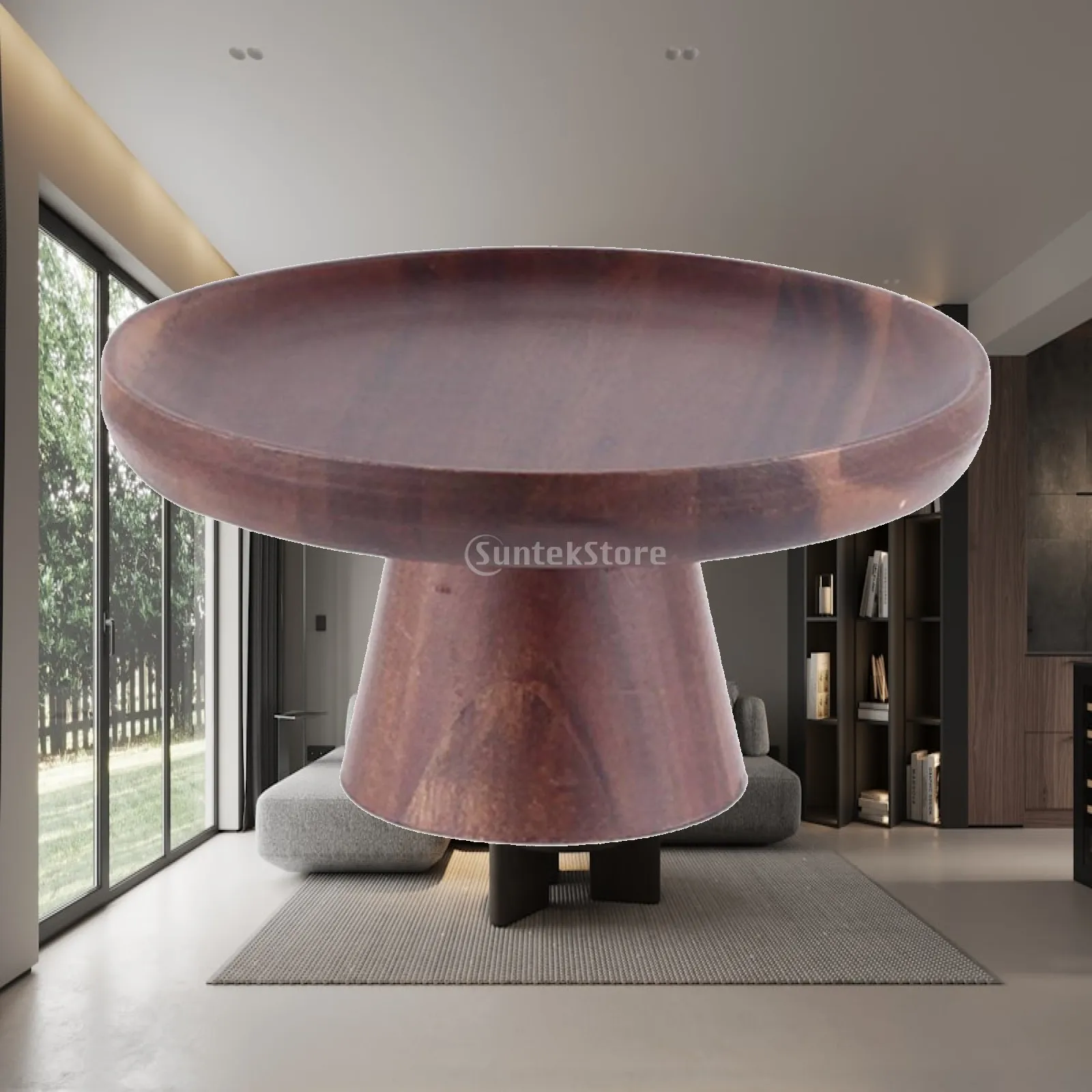 Wood Pedestal Tray Round Wooden Cake Stand Elevated Cake Stand for Afternoon Tea