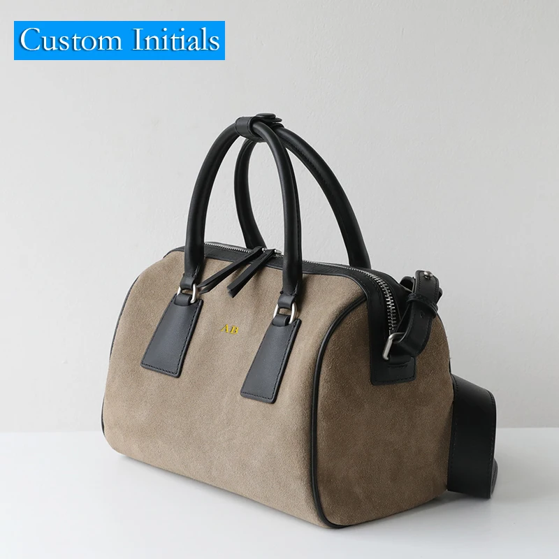 

Custom Initials Cowhide Boston Pillow Bags For Women Luxury Designer Handbags And Purses 2025 New In Leather Top Handle Shoulder
