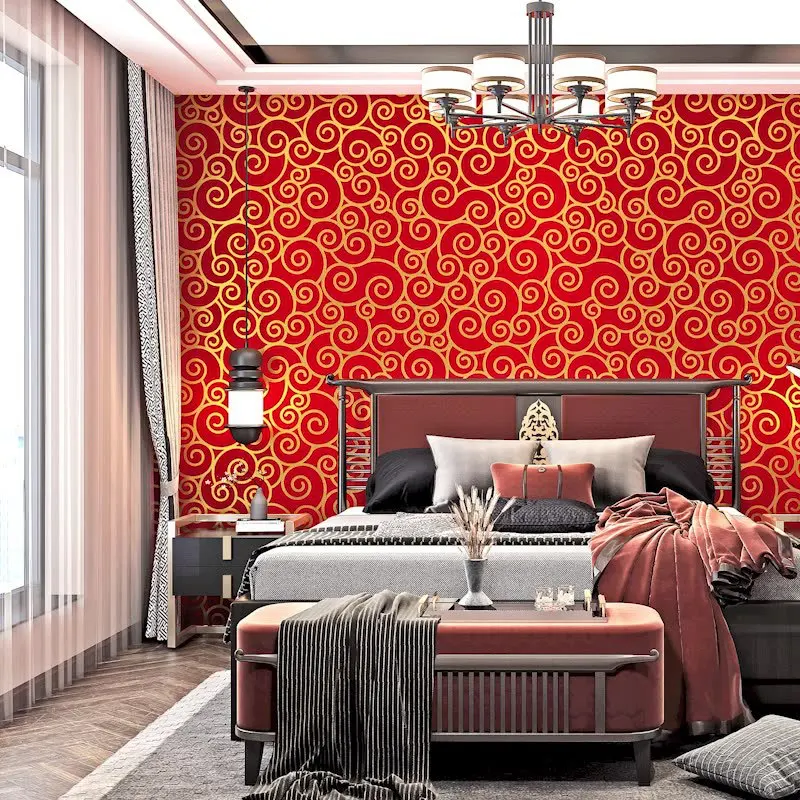 New Chinese Style Wallpaper Classic Zen Atmosphere Chinese Restaurant Dining Room Living Room Cloud Pattern Paste Applied Non
