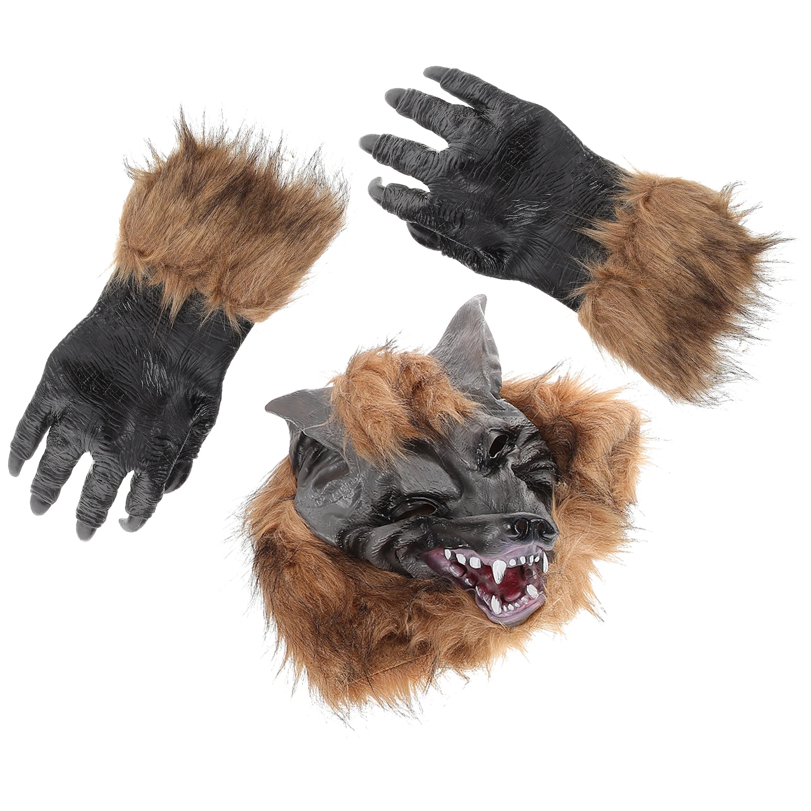 

1 set Wolf Mask Claw Cosplay Mask Gloves Realistic Halloween Costume Party Scary Adult Masks Props