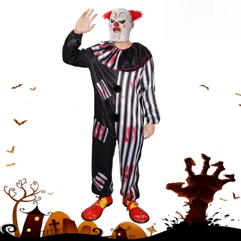 Loween terrorista sangue role play palhaço mal cosplay traje palco desempenho roupas t-acetato fibra 00%