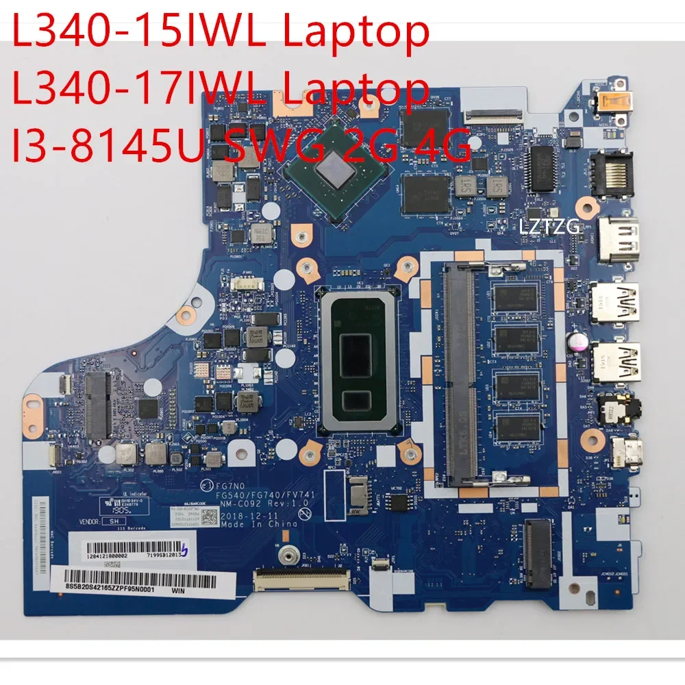 Motherboard For Lenovo ideapad L340-15IWL/L340-17IWL Laptop Mainboard I3-8145U MX110 2G 4G 5B20S42165