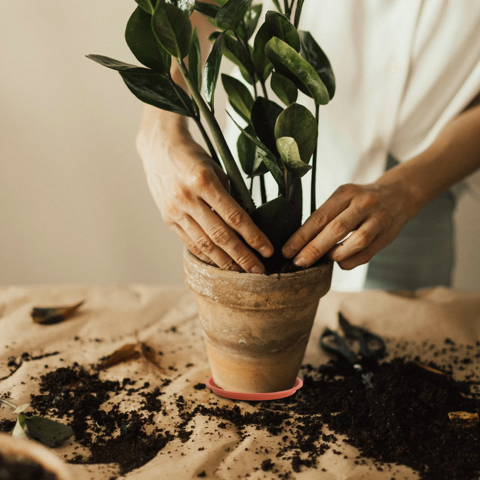 

10Pcs Recyclable Flowerpot Trays Eco Friendly Plant Pot Trays No Soil Falling Balcony Garden Bases Red Flowerpot Bases