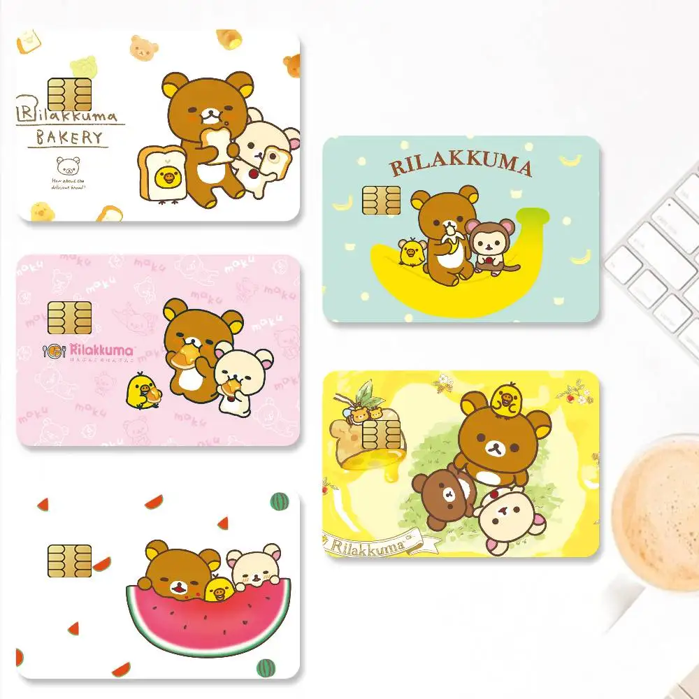 Cartoon R-Rilakkuma-S Credit Card Stickers Skin for Bank Debit Decorative Protection 4PCS Anti-scratch Waterproof