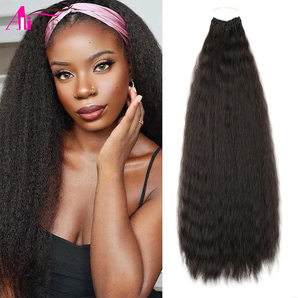 22 Inch Synthetic Kinky Straight Hair Ombre Pre Looped Yaki Straight Crochet Braiding Hair Extensions for Women