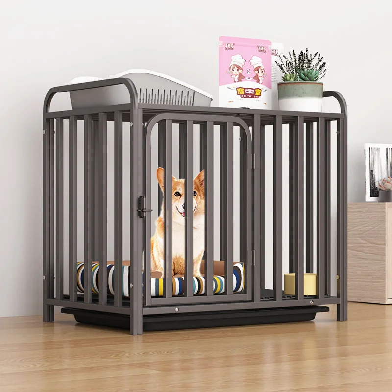 Full square tube thick dog cage with storage rack small dog Teddy cage medium dog pet kennel