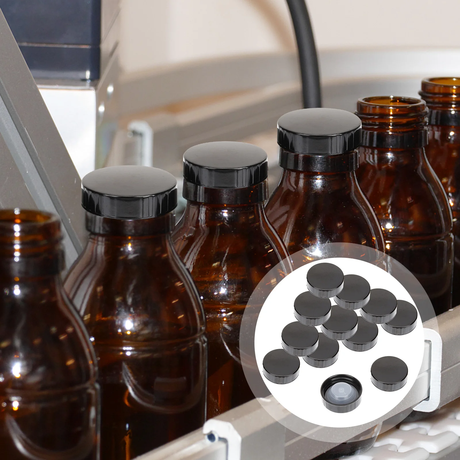 

12Pcs Black Spiral Lids Premium Seal Caps for Bottles Wine Jugs Plastic Screw Cap for Storage Use Bottle Caps