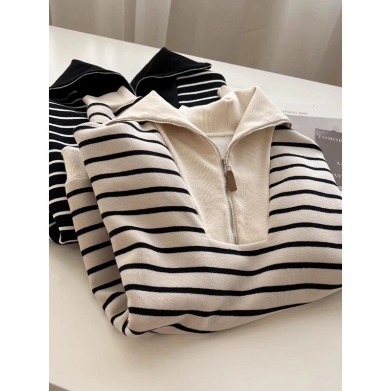 

Женский тонкий свободный универсальный топ в полоску с длинными рукавами Slim Fit для весны и осени, стильный дизайн