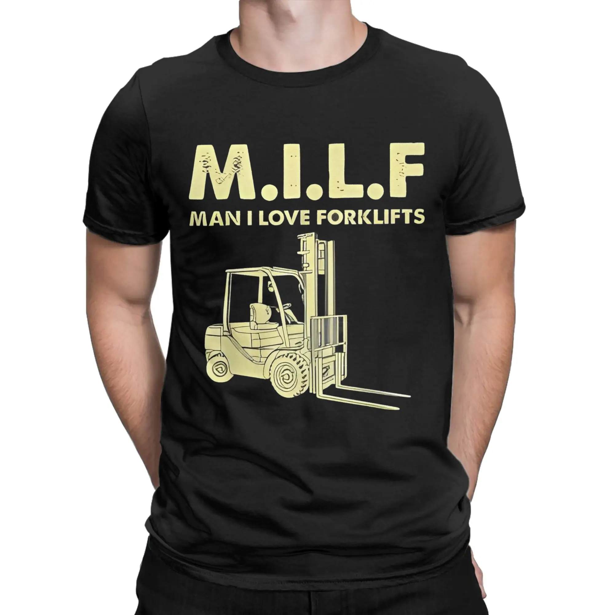 Vintage MILF Man I Love Forklifts T-Shirt for Men Women Forklift Operator Cool Cotton Tees Round Neck T Shirts Original Clothes