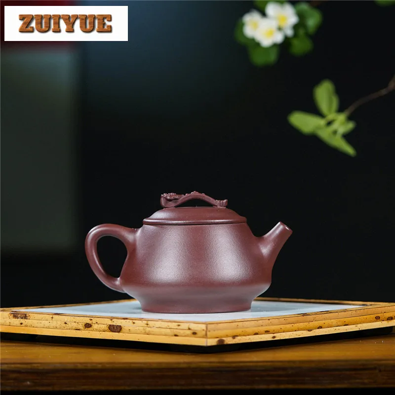 250ml Antique Yixing Purple Clay Teapots Handmade Ruyi Scoop Pot Raw Ore Purple Mud Kettle With Infuser Zisha Tea Set Gift Craft