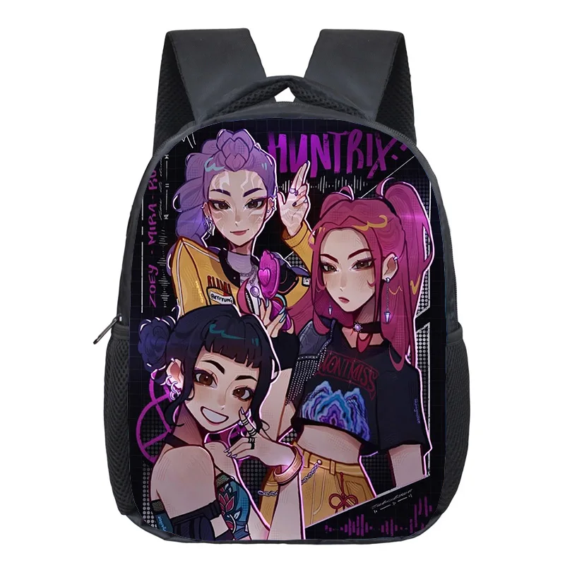 الكرتون KPop شيطان الصيادين المدرسية صبي فتاة حقيبة ظهر عادية 12 بوصة موضة لتقوم بها بنفسك حقائب الظهر طفولية لطيف وتنفس Mochila