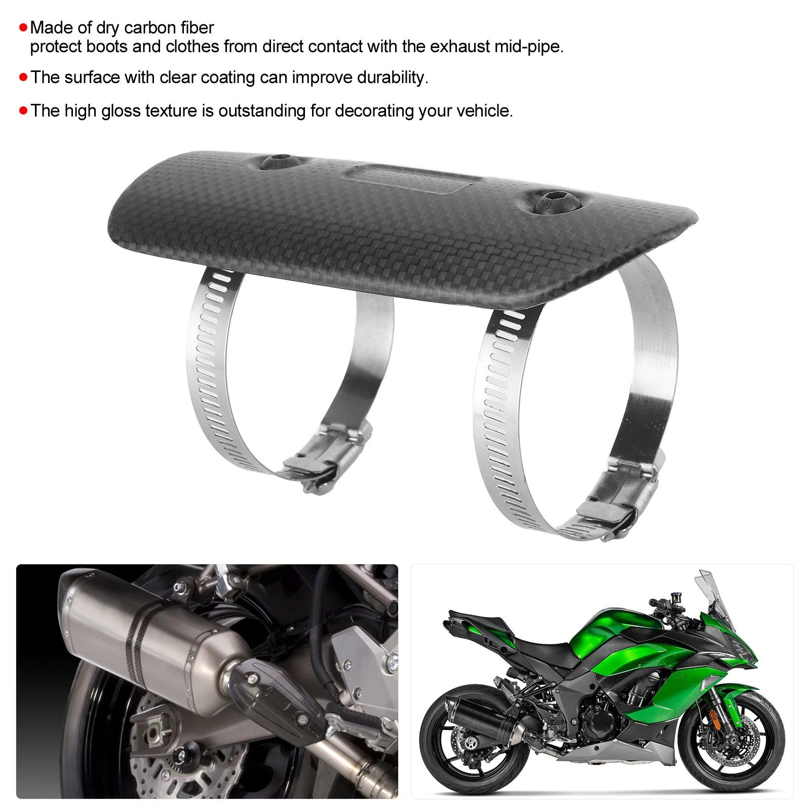 

Protector Exhaust Heat Shield Replacement Stainless Steel Universal Carbon Style Look Guard Middle Pipe Motorcycle Parts Useful