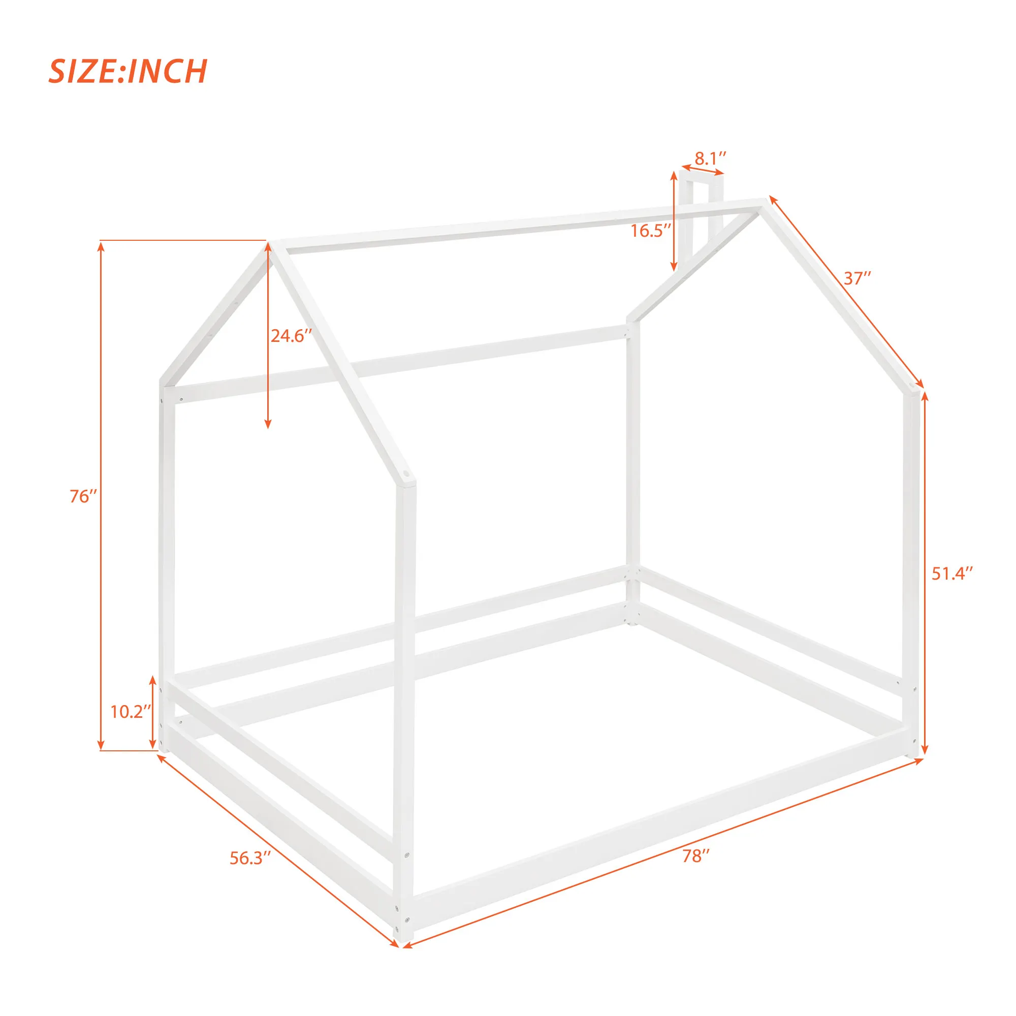 Kinder betten-Haus bett in voller Größe Holzbett, weiß/Twin Size Hausbett Holzbett, grau