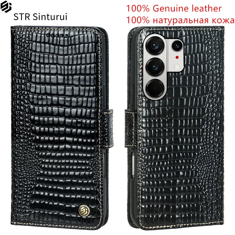 

STR 100% Genuine leather lizard grain card Slot Wallet Cover For Tecno Camon 50 40 30S 30 20 Premier Pro 4G 5G Flip phone Case