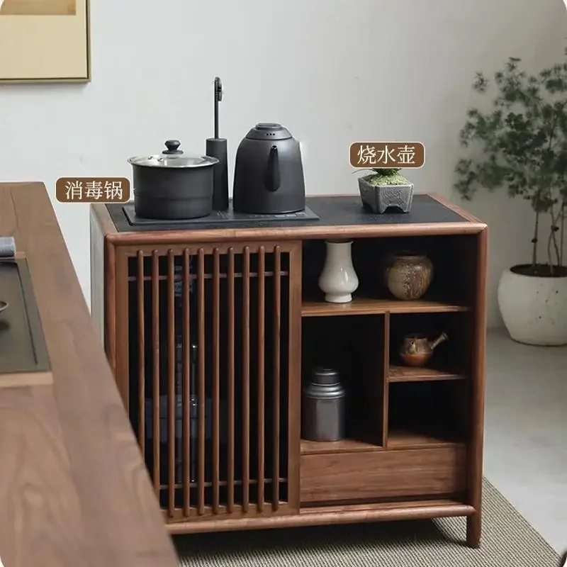 

North American Black Walnut Tea Cabinet New Chinese Boiling Cabinet Shelf