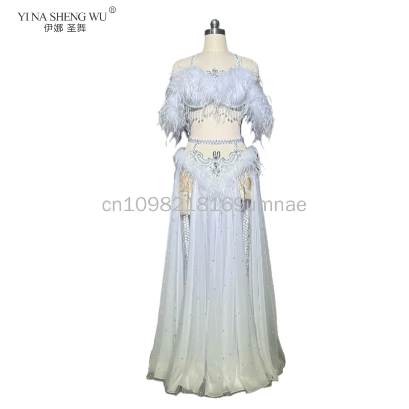 

Customized Eastern Dance Costume with Feather Accessories Belly Dancing Bra for Performance Team Competition Belly Dance Dress