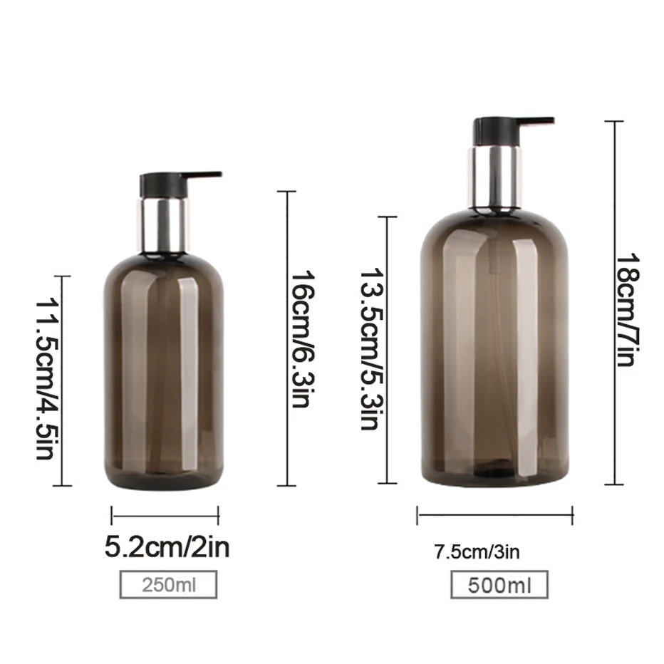 250/500ml Large Capacity Dispenser Bottle Liquid Lotion Shampoo Soap Press Bottles Hotel Travel Refillable Portable Bottle