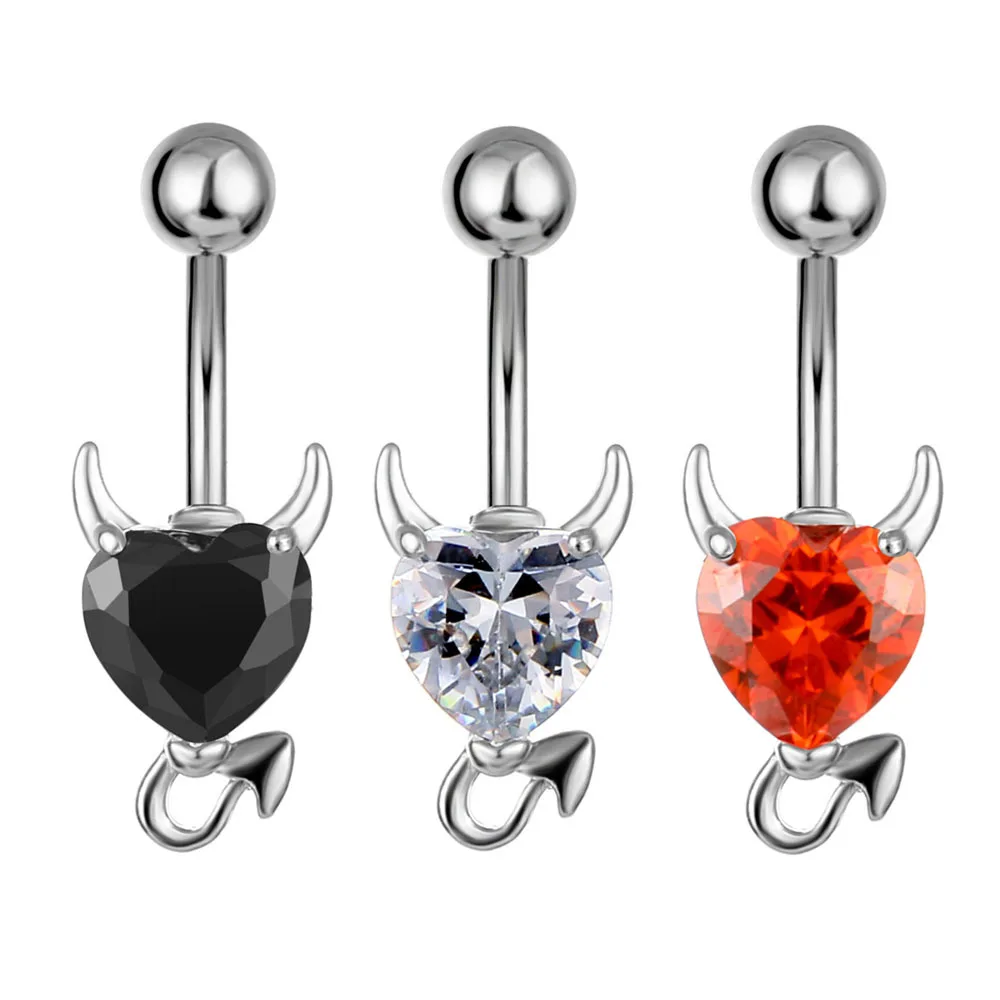 

30pcs Heart Zircon Belly Bar Belly Button Rings Body Piercing Jewelry for Women 14G Navel Curved Crystal Gem