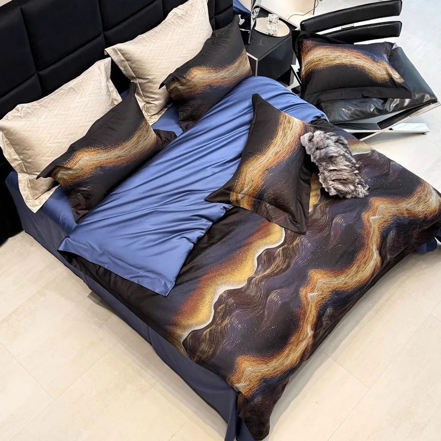 Top luxury 800T Portuguese gold and silver silk artist colorful Egyptian long-staple cotton four-piece set