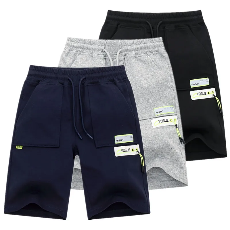 New Boys Summer Casual Shorts Classic Kids Elastic Waist With Drawstring Knitted Sport Short Pants For Children\'s Age 3-14 Years