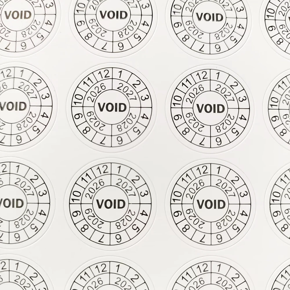 100pcs 20mm Destructive Brittle Paper Warranty VOID Label Sticker Repair Guanantee Year Month Expire Date Tamper Evident