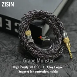 ZiSin -03 7NOCC + Alaşımlı Bakır IEM Kablosu 2.5/3.5/4.4/6.35mm IE900 2PIN MMCX Fiio Youth M5 Truthear Zero Red moondrop için