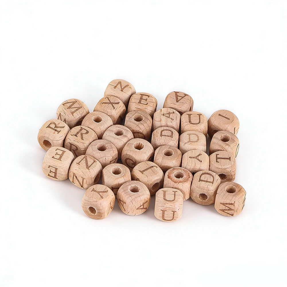 

26 шт. деревянных бусин-букв 12 мм, квадратные разделительные бусины с инициалами для изготовления украшений, брелоков, проектов DIY и именных изделий