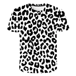 Black and White Leopard Print 3D Printed T-shirt Men's Fashionable Street Clothing Sports Breathable Personality Top