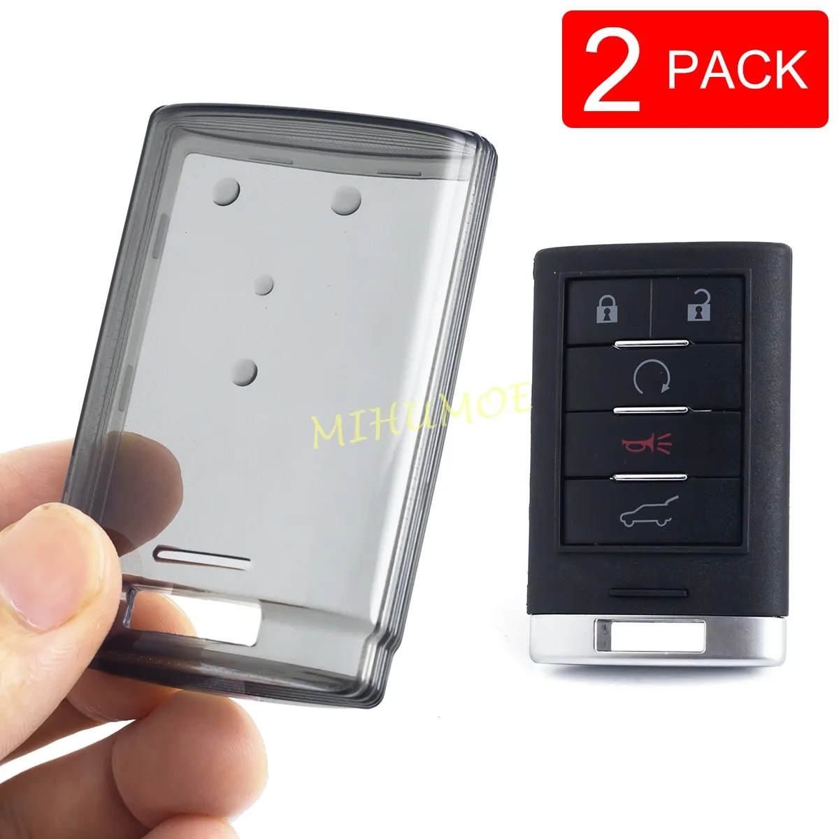 

Прозрачный чехол для автомобильного ключа-брелока, аксессуары для Cadillac CTS XTS ATS SRX STS DTS Escalade Chevrolet Corvette, 2 шт., черный/прозрачный