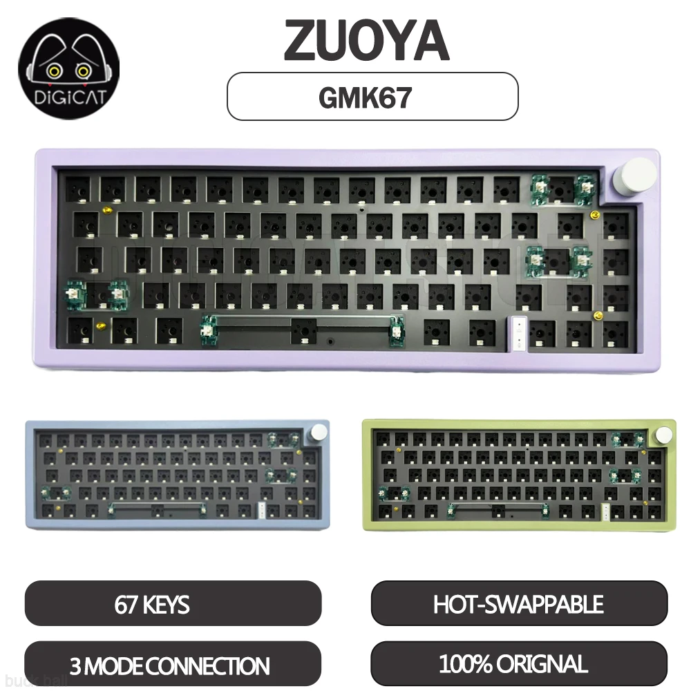 

ZUOYA GMK67 Mechanical Gamer Keyboard Kits RGB Light 3 Mode 2.4G/USB/Bluetooth Wireless Gaming Keyboard Gasket Hot Swap Gifts