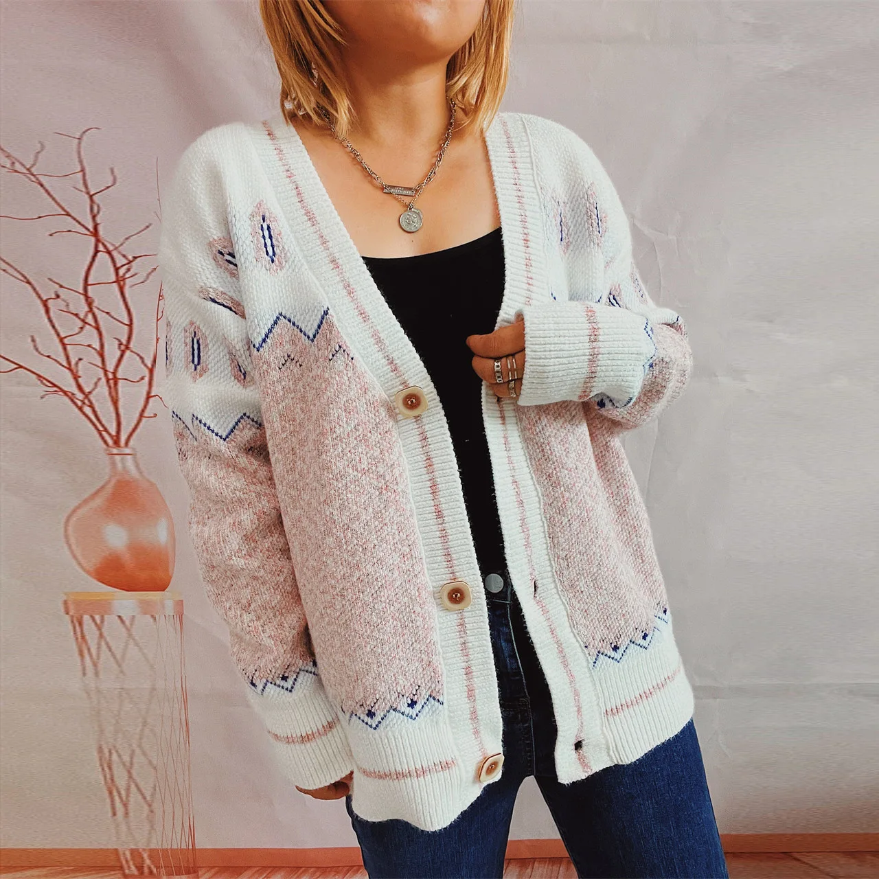 Cardigan en chenille optique pour femme, pull à simple boutonnage, imitation de vison brossé, veste pour femme, automne et hiver, nouveau