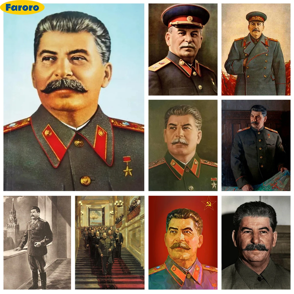 

Stalin 5D Diamond Painting Kit Soviet Leaders Diy Diamond Embroidery Cross Stitch Famous Person Home Wall Decor Handmade Gift