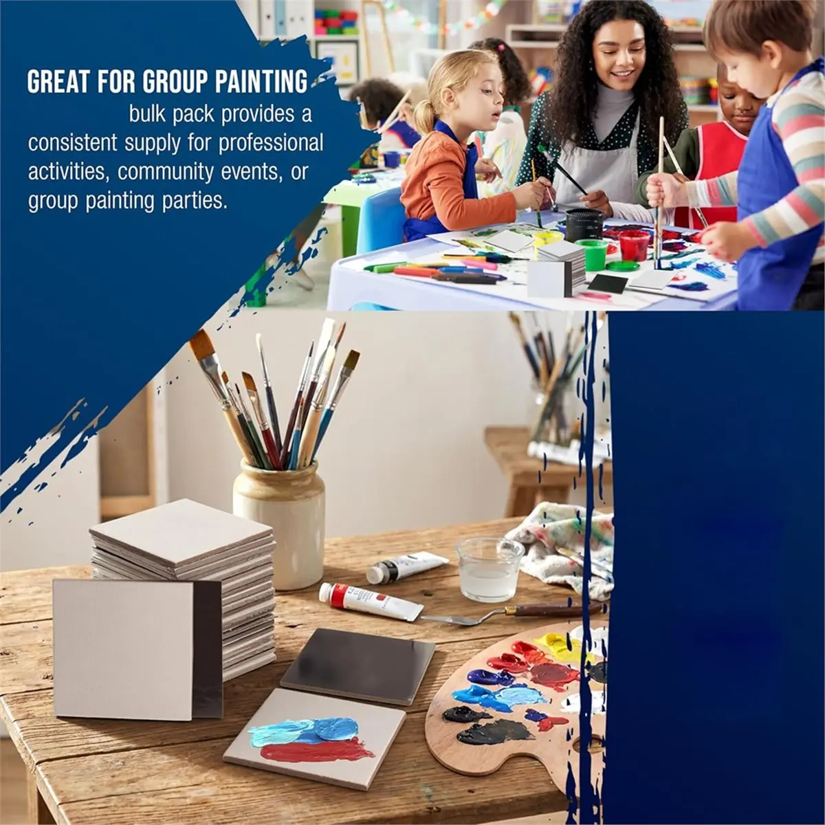 Multi-use Gear Mini Magnetic Canvas Panels, 50 Pieces Per Pack, 7.5x7.5cm, Small Canvases for Painting on Acrylic and Watercolor