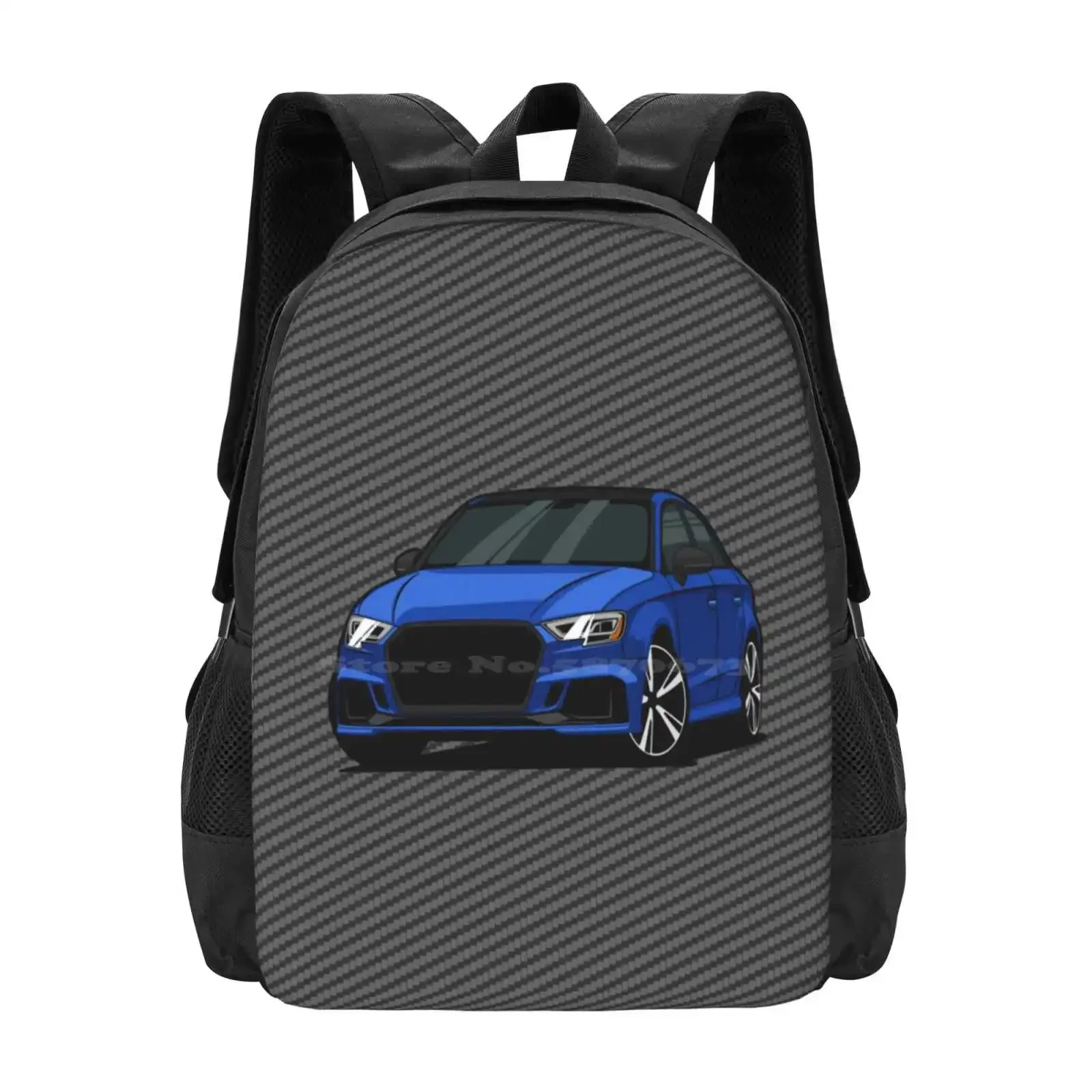 

Blue Rs3 With Carbon Fiber Hot Sale Schoolbag Backpack Fashion Bags Racing Lover Cars Retro Tuning Enthusiast Vintage Rs3 Rs5