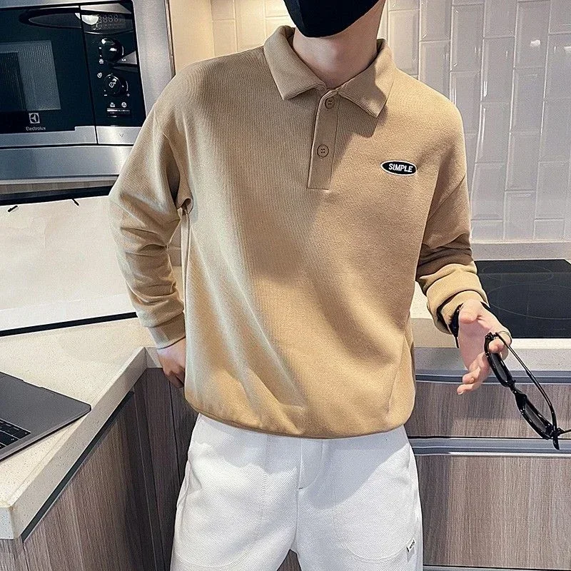 Male Clothes Buttoned T Polo Shirts for Men White Tops Sweatshirts Tee Sale Size S New Full Sleeve Bulk One Piece Long Quotes F