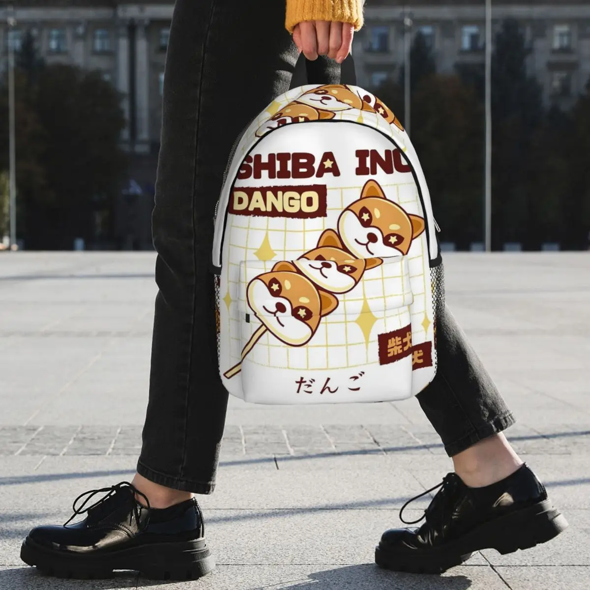 Three Shiba Inu Happy Skewer Print Backpack Student BookBag Children School Bag Computer Shoulder Bags for Men Women