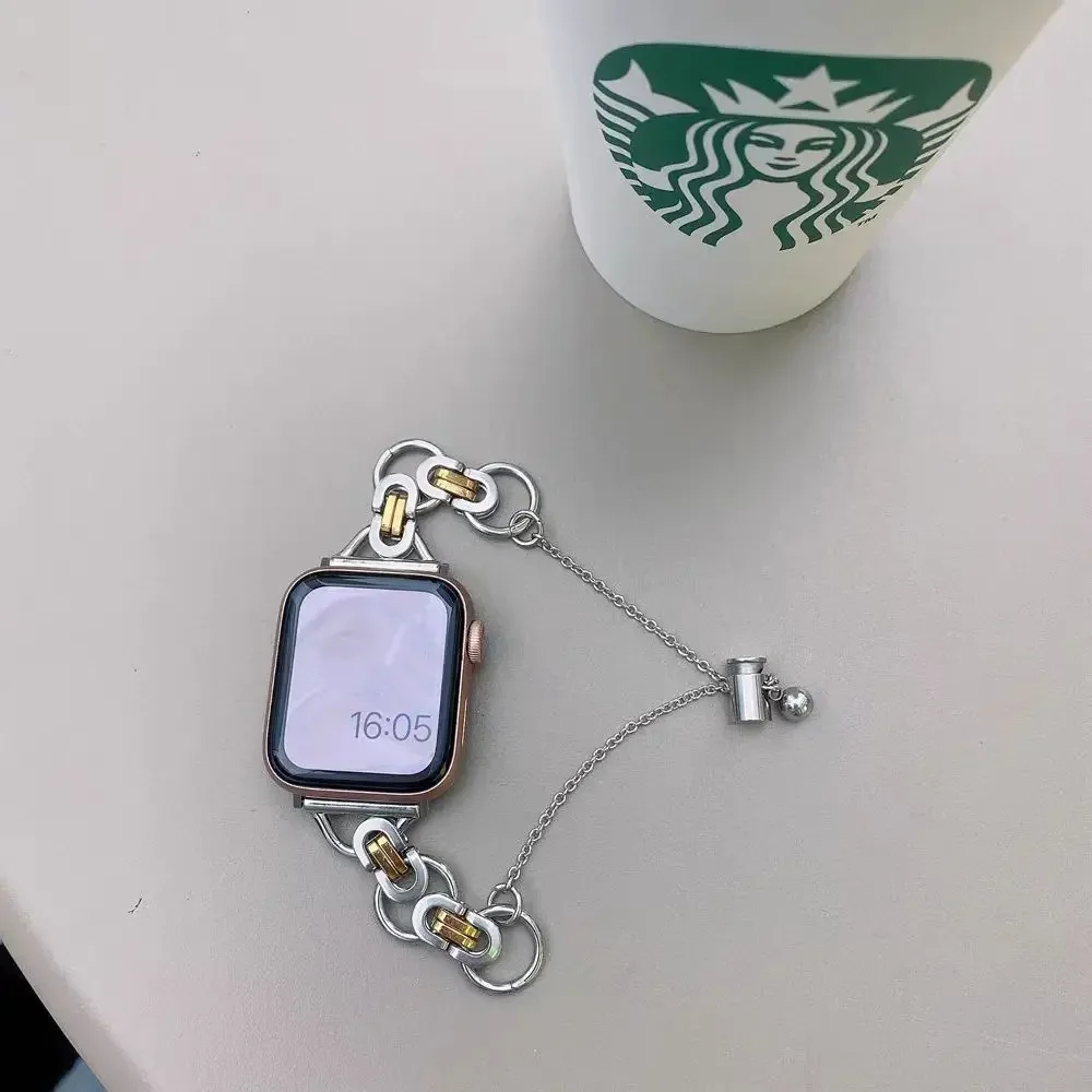 Красивый металлический ремешок для Apple Watch, ремешок 42 мм, 44 мм, 45 мм для женщин, 38 мм, 40 мм, 41 мм, 46 мм, 49 мм