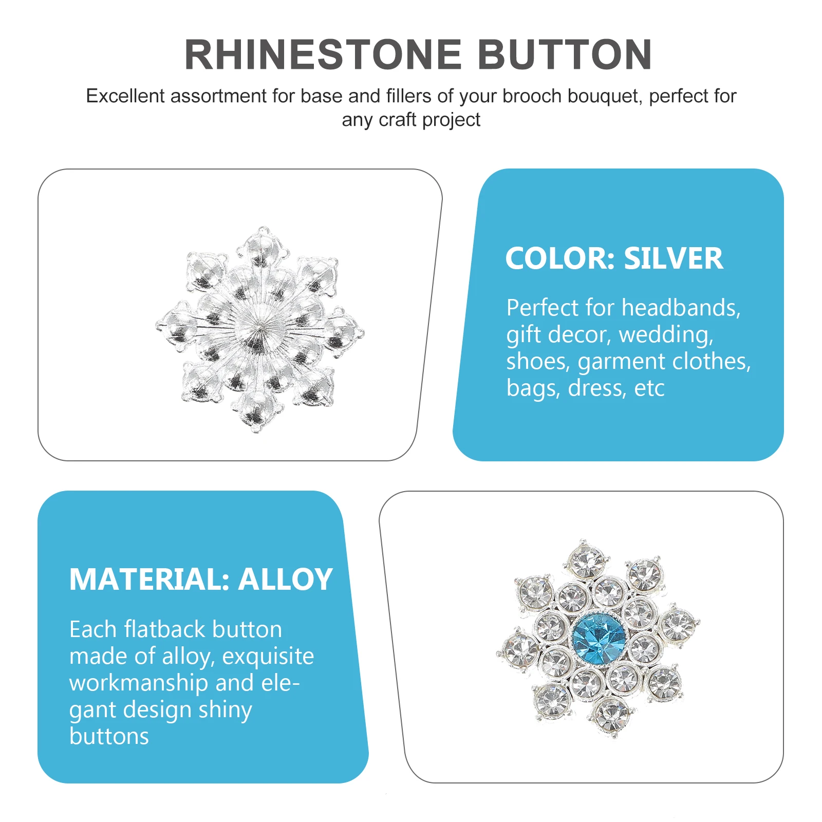 

30 Pcs Rhinestone Embellishments Crystal Flatback Button Wedding Dress Jewelry Snowflake Applique DIY Craft Decorations