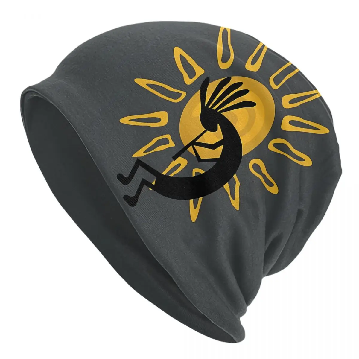 Kokopelli Gold Sun Autumn Female Thin Beanies Double Used Cycling Bonnet Hats