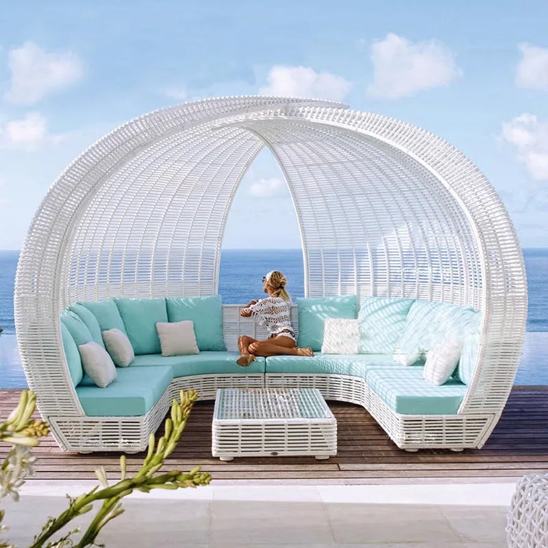 Internet celebrity resort bird's nest sofa outdoor bed courtyard garden sales department open air creative large rattan round