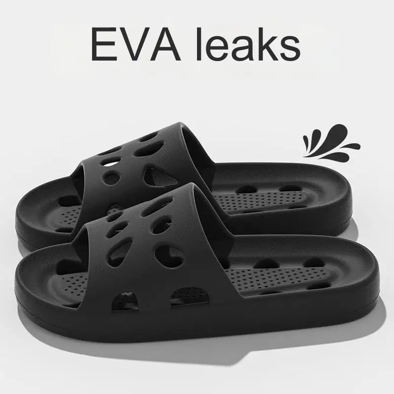 

New Style Bathroom Leaking Slippers Women Home Summer Style Non-slip Home Hollow Hole Sandals Men Indoor